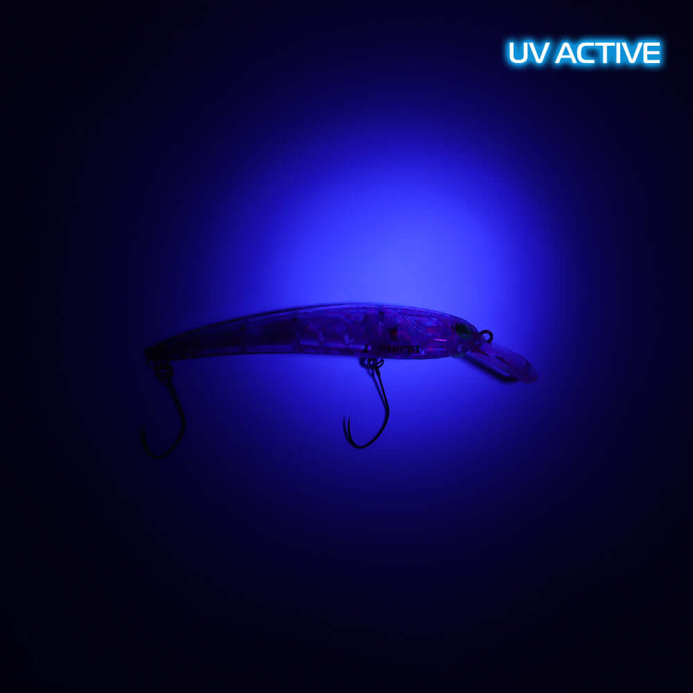 ROB Lure Blanky 65F EM08 wobbler in UV color, showcasing its detailed design and realistic finish for fishing enthusiasts.