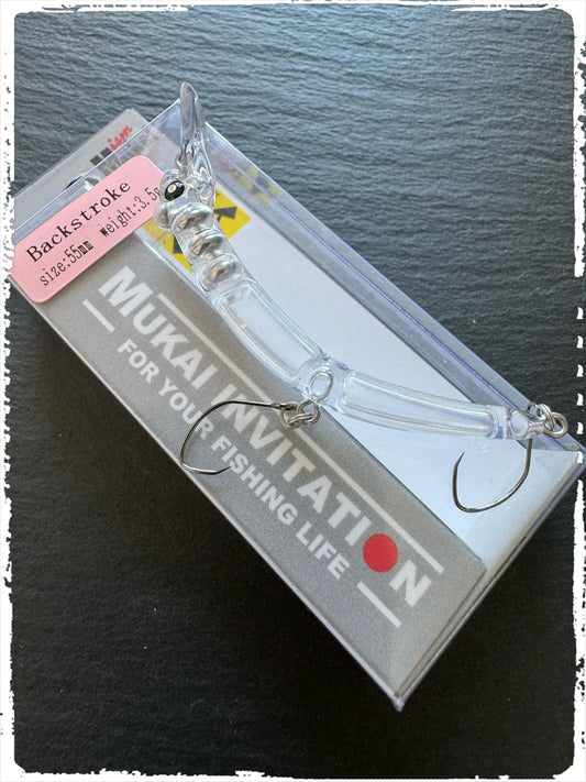 Mukai Backstroke 55 S wobbler with realistic color patterns and detailed fins, ideal for freshwater fishing.