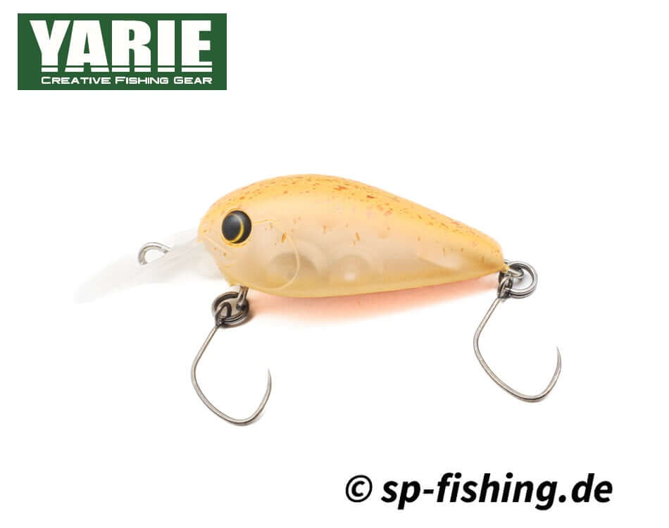 Yarie T-Crankup C44 SS slow sinking wobbler with a vibrant finish, showcasing realistic details and treble hooks.