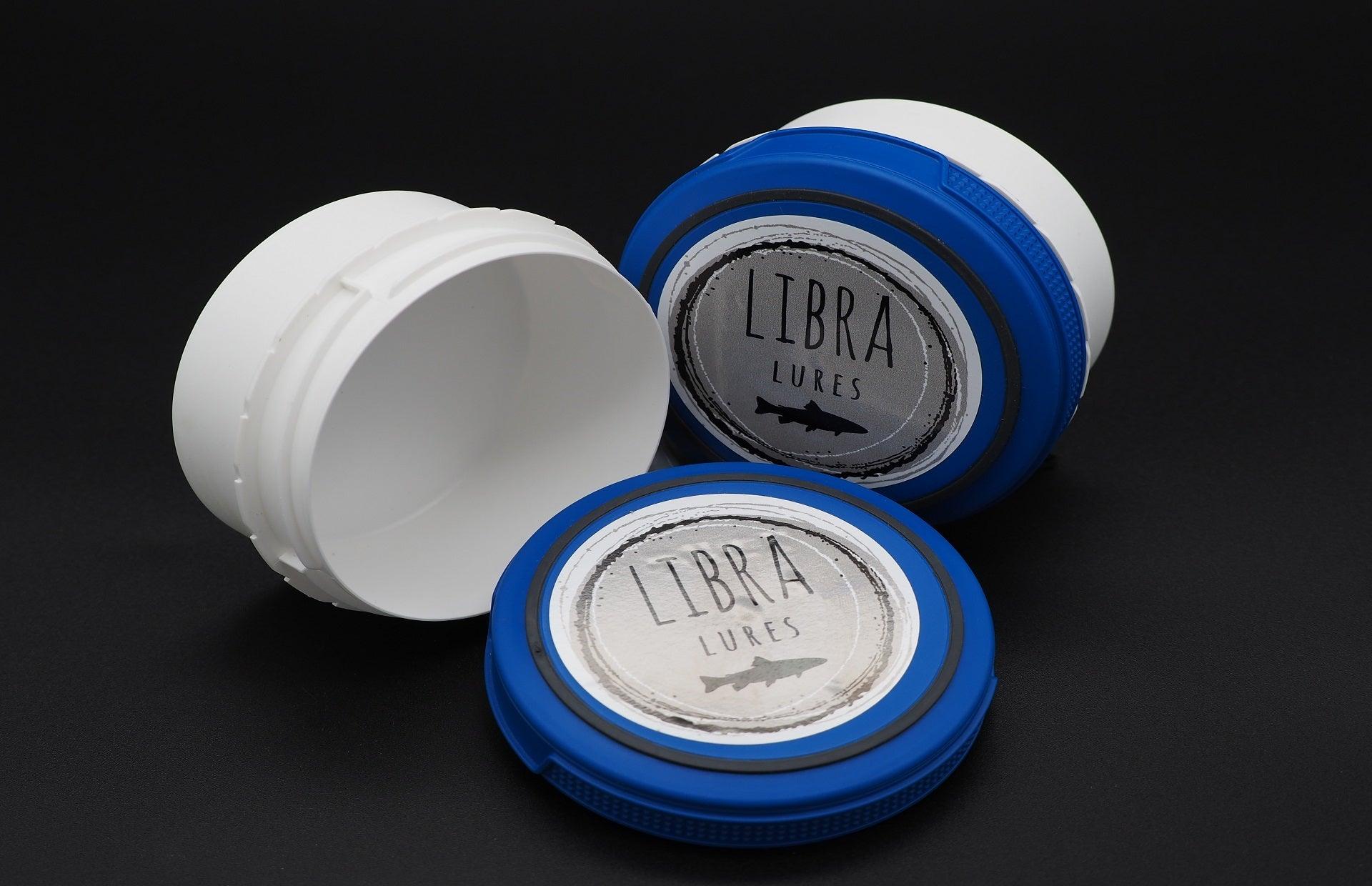zum aufbewahren LIBRA LURES LIQUID BOX DOSE zum Aufbewahren von Forellenköder Softbaits mit Aroma Blau Gelb Grau Rot – SP-Fishing