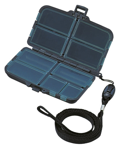 Schwarze Meiho VS-310 Tacklebox mit mehreren Fächern für Angelzubehör, robuste Kunststoffbox für Angler.