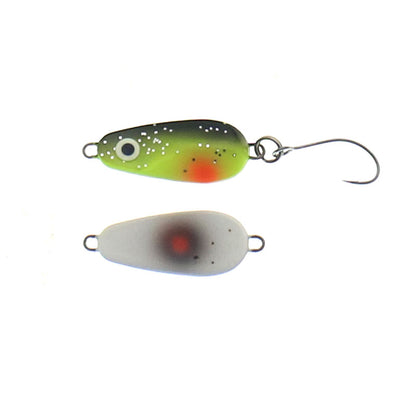Perfekter Angelhaken Bullshark Spoon 3g von Perfect-Fishing, bunter Köder für Angelfischerei, zeigt den Spoon im Detail