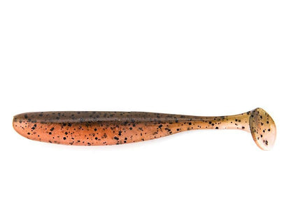 Bunter Keitech Easy Shiner Gummifisch in Grün-Orange für Barsch, Zander und Hecht, detailreiche Kunststoffköderaufnahme