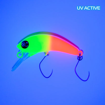 Rob Lure Berbie Mama SS Wobbler in UV-Farbgebung, detailreiche Angelköder mit lebensechtem Design.