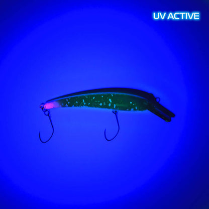 ROB Lure Blanky 65F EM06 wobbler with UV finish, showcasing a vibrant color pattern and realistic details for fishing.