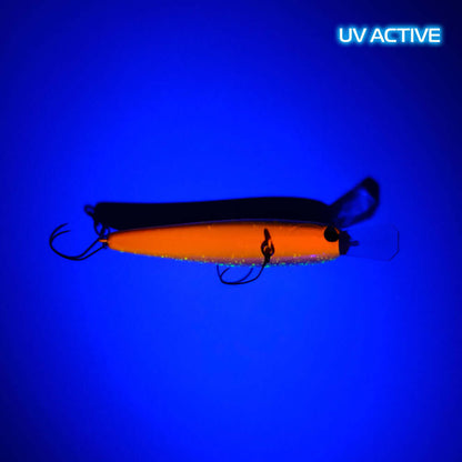 ROB Lure Blanky 65F EM07 wobbler in UV color pattern, showing detailed design and realistic features for effective fishing.
