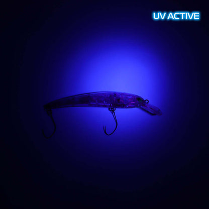 ROB Lure Blanky 65F EM08 wobbler in UV color, showcasing its detailed design and realistic finish for fishing enthusiasts.