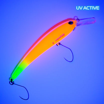 Rob Lure Blanky 65F FA05 UV Wobbler mit leuchtender Oberfläche und einzigartigem Design für Angeln in klaren Seen.