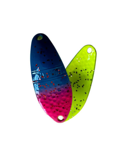 Angler'z System Antem Dohna DDG spoon with a sleek design, showcasing vibrant colors and unique patterns for fishing.
