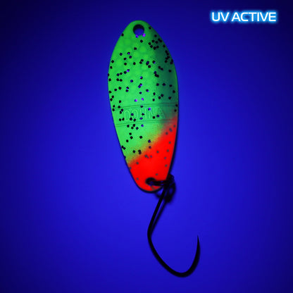 Angler´z System Antem Dohna EM01 Glow Angelhaken Spoon mit leuchtendem Lack, 15g, eingebauter Köder für Angeln