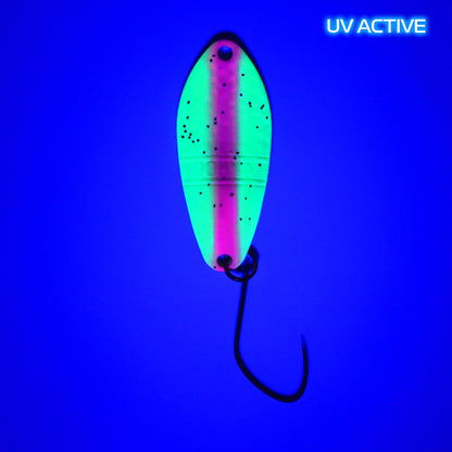 Angler'z System Antem Dohna FA05 spoon, featuring a vibrant UV finish and detailed design for effective fishing.