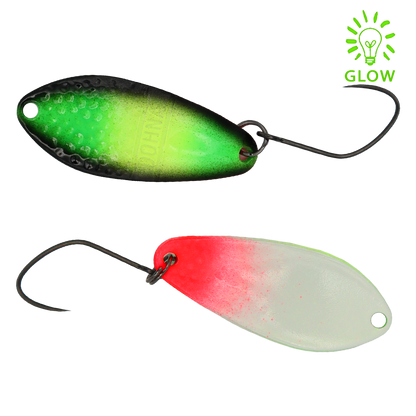 Angler'z System Antem Dohna FA06 Glow spoon featuring a vibrant glow finish and unique design for fishing enthusiasts.