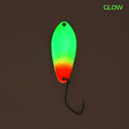 Angler'z System Antem Dohna FA06 glow spoon with vibrant colors and reflective finish, showcasing the back design.