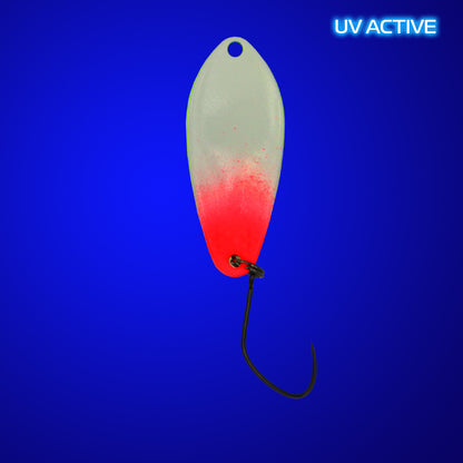 Angler'z System Antem Dohna FA06 Glow spoon with UV finish, showcasing back design and vibrant glow feature.