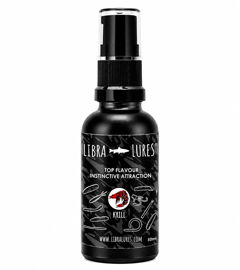 Libra Lures Aroma Spray mit Krill-Geschmack, Angelköder Flavour Attractant in Sprühform auf der Flasche