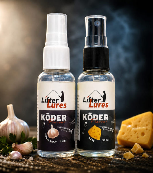 Lifter Lures Flavour 30 ml Duftspray mit Knoblauch für Angelköder, attraktiv und aromatisch, von Lifter Lures