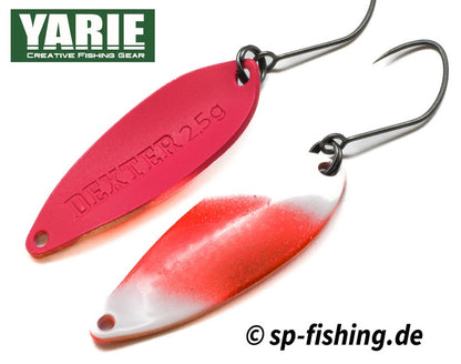Yarie Spoon DEXTER WTF02, showcasing its sleek design and sharp edges, ideal for precision fishing.