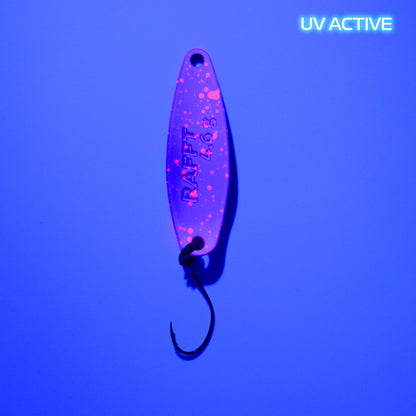Fangenswert RAFFT spoon in UV color, 4.6 g, featuring a sleek design for effective fishing.