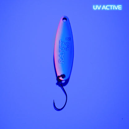 Fangenswert RAFFT EA10 spoon in UV finish showcasing its sleek design and vibrant color.
