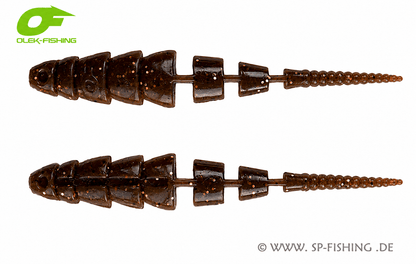 Natürlicher UV-Tauwurm-Gummiköder von OLEK-Fishing, Kaiman V2 10cm, ideal zum Angeln.