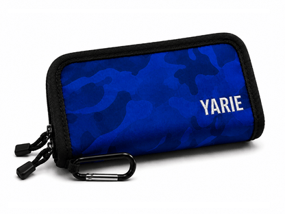 Blaue Yarie Spoon Wallet Tasche aus Leder mit stilvollem Design, ideal für Karten und Geld, auf weißem Hintergrund.