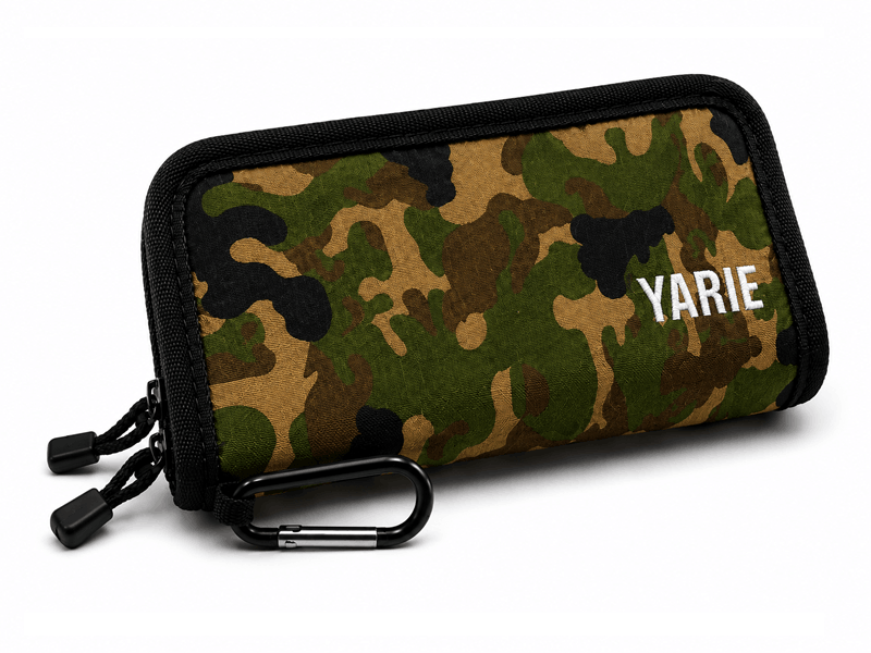 Yarie Spoon Wallet Tasche aus Leder mit braunem und grünem Camouflage-Muster, praktische Geldbörse und Kartenetui von Yarie