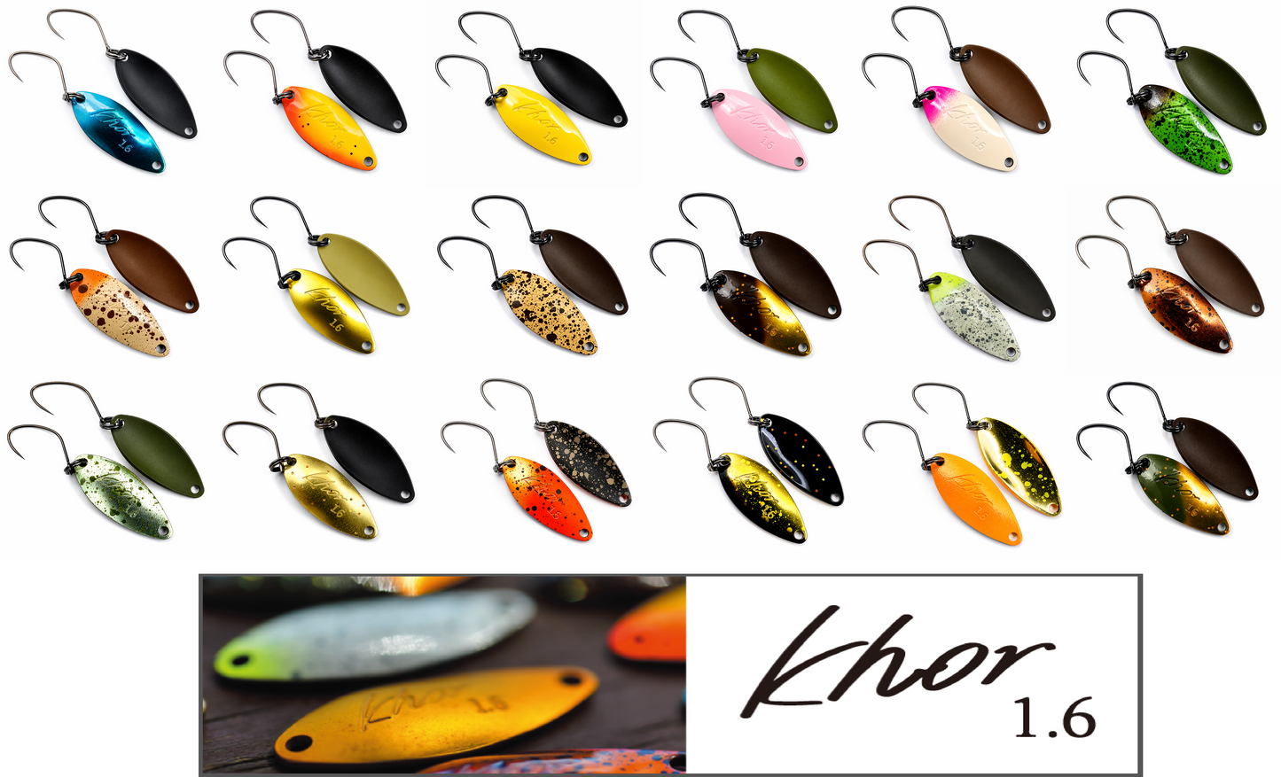 Khor #LC03 Premium Forellen Spoon, Angelkelle für Forellen, detailreiche Collage mit verschiedenen Blickwinkeln