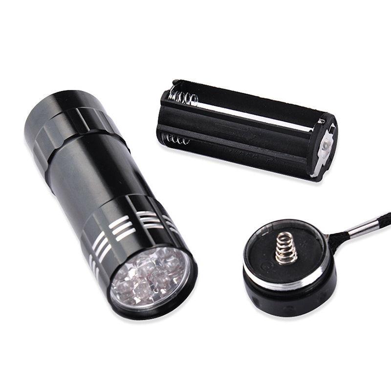 Aluminium 9 LED UV Schwarzlicht Leuchte 5er SET - Outdoor Taschenlampe Prüflampe - SP-Fishing